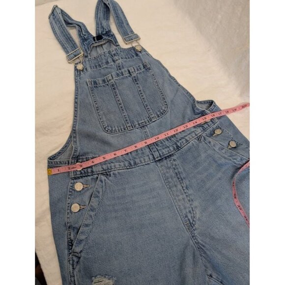 Gap Womens Size Small Denim Shortalls Cut Off Overalls Shorts Blue 8" inseam L2 - Picture 5 of 7